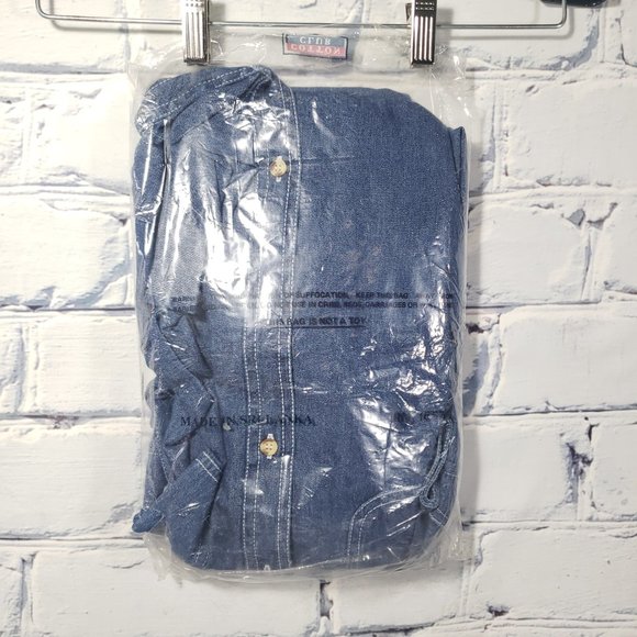 NWT L/S Button Down Denim Jeans Shirt Men's XL 17/17.5 Utility Casual Work - Picture 5 of 6